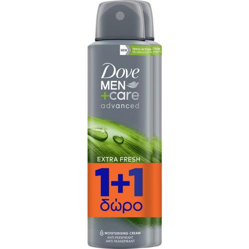 Dove Promo Men+ Care Advanced Extra Fresh Deo Spray Προηγμένο Ανδρικό Αποσμητικό για Δυνατή Προστασία Κατά του Ιδρώτα & για Έντονη Αίσθηση Φρεσκάδας Μακράς Διάρκειας 2x150ml