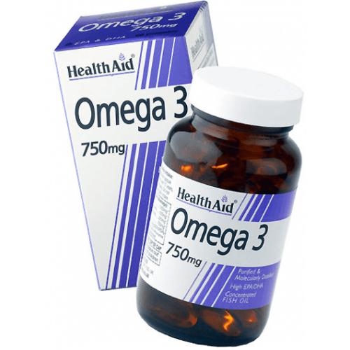 Health Aid Omega 3 Fish Oil 750 mg Ωμέγα 3 Λιπαρά οξέα 60κάψουλες