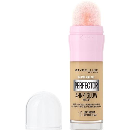 Maybelline Instant Anti-Age Perfector 4-in-1 Glow Makeup Πολυχρηστικό Makeup για Λαμπερή Επιδερμίδα με Σφουγγαράκι 20ml - 1.5 Light Medium