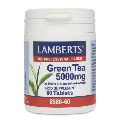 Lamberts Green Tea Συμπλήρωμα Διατροφής για Αύξηση του Μεταβολικού Ρυθμού του Σώματός 5000mg 60tabs
