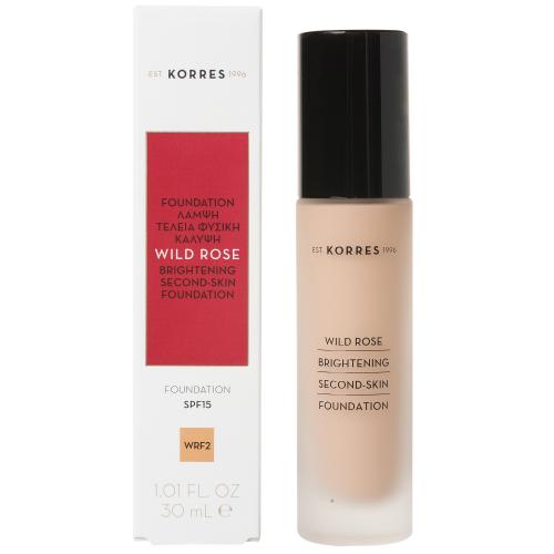 Korres Wild Rose Foundation Spf15 Make Up Άγριο Τριαντάφυλλο, Λάμψη, Τέλεια Φυσική Κάλυψη & Διάρκεια 30ml - Wrf2