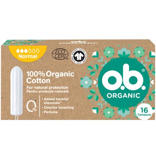 O.b. Organic 100% Cotton Tampon Ταμπόν με Οργανικό Βαμβάκι για Κανονική Ροή 16 Τεμάχια - Normal