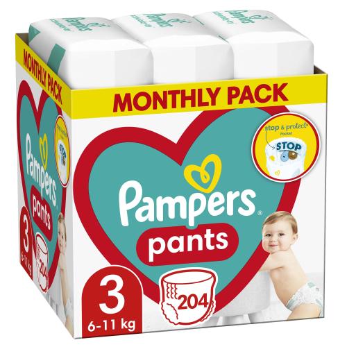 Pampers Pants Monthly Pack No3 (6-11kg) Πάνες Βρακάκι 204 πάνες