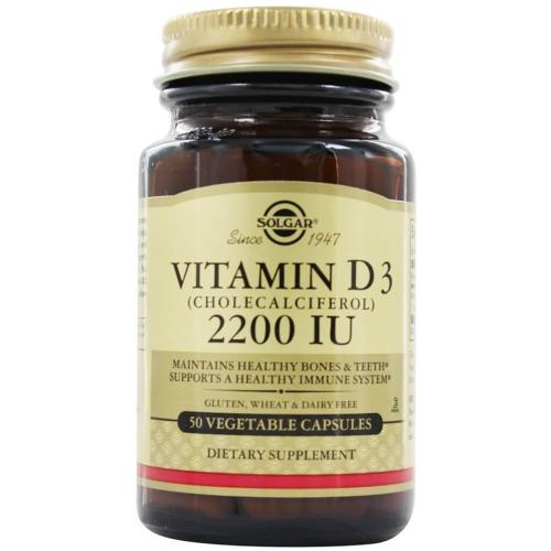 Solgar Vitamin D3 Συμπλήρωμα Διατροφής για την Ομαλή Απορρόφηση του Ασβεστίου απο τον Οργανισμό & την Ενίσχυση του Ανοσοποιητικού 2200 iu 50caps