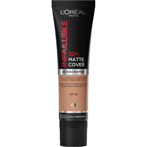 L'oreal Paris Infaillible 32h Matte Cover Foundation Spf25 για Τέλεια Κάλυψη & Ματ Αποτέλεσμα Μακράς Διαρκείας με Δείκτη Αντηλιακής Προστασίας 30ml - 300 Cool Undertone