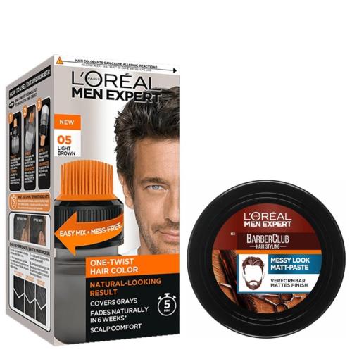 L'oreal Paris Men Expert Πακέτο Προσφοράς One-Twist Hair Colour No 05 Light Brown, 50ml & Messy Hair Molding Clay 75ml