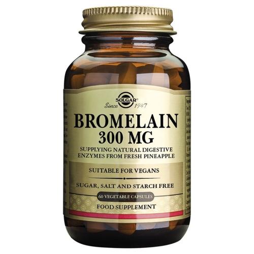 Solgar Bromelain 300mg Βρομελαΐνη Φυσικό Πεπτικό Ένζυμο Που Βοηθά Στην Βελτίωση Της Πέψης, 60veg.caps