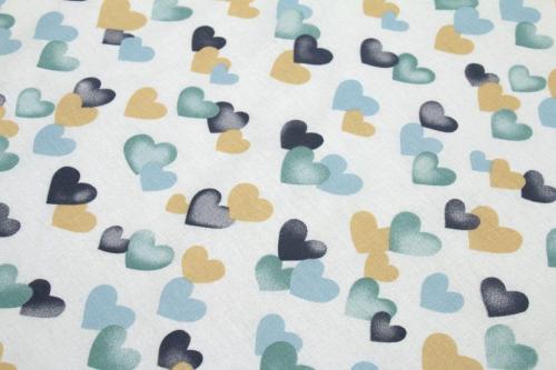 Πάνα Χασές Βαμβακερή Bebe 80x80εκ. Hearts 11 Grey-Green DIMcol (Ύφασμα: Βαμβάκι 100%, Χρώμα: Γκρι) - DimCol - 1914513607801188