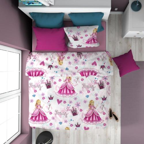 Παπλωματοθήκη Polycotton Μονή 160x240εκ. Princess 390 Pink Dimcol (Ύφασμα: Βαμβάκι 100%, Χρώμα: Ροζ) - DimCol - 32310823003