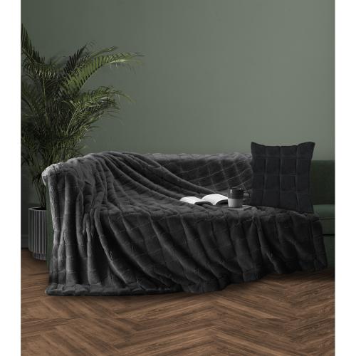 Ριχτάρι Faux Fur-Polyester Διθέσιος 180x250εκ. & Μαξιλαροθήκη Nola1 Dark Grey Makis Tselios (Ύφασμα: Polyester, Χρώμα: Γκρι) - Makis Tselios - 251160123456