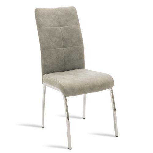 Καρέκλα Ariadne pakoworld PU γκρι-πόδι χρωμίου (Σετ 2 Τεμάχια) - PAKO WORLD - 029-000072