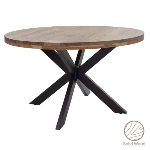Τραπέζι Bowie pakoworld ξύλο ακακίας φυσικό-πόδι μαύρο 130x130x78εκ - PAKO WORLD - 223-000023