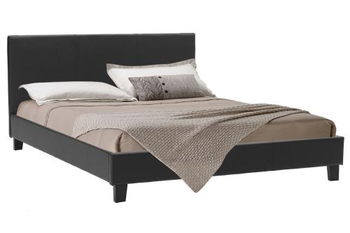 Κρεβάτι Nevil pakoworld διπλό 150x200 PU χρώμα μαύρο ματ - PAKO WORLD - 006-000015
