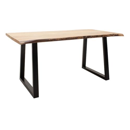 Τραπέζι Miles pakoworld μασίφ ξύλο 4εκ καρυδί-πόδι μαύρο 140x80x78εκ - PAKO WORLD - 113-000027