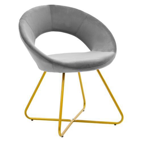 Καρέκλα Valentina pakoworld βελούδο γκρι-χρυσό πόδι (Σετ 2 Τεμάχια) - PAKO WORLD - 127-000133