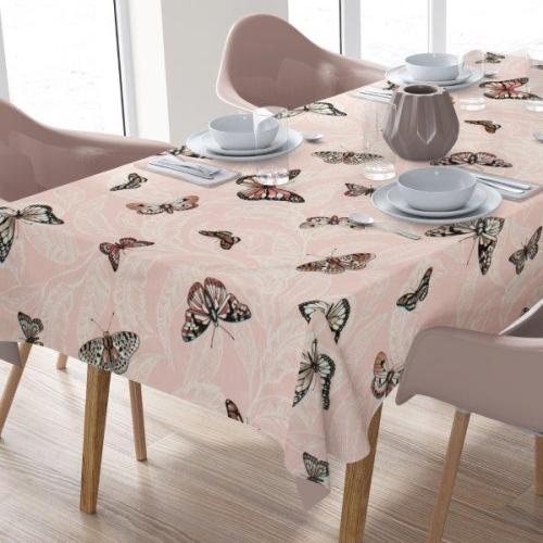 Τραπεζομάντηλο Εμπριμέ Polycotton Αλέκιαστο 140x180εκ. Butterfly 450 Coral DimCol (Χρώμα: Κοραλί , Ύφασμα: 70% Βαμβάκι-30% Polyester) - DimCol - 1932880507245083