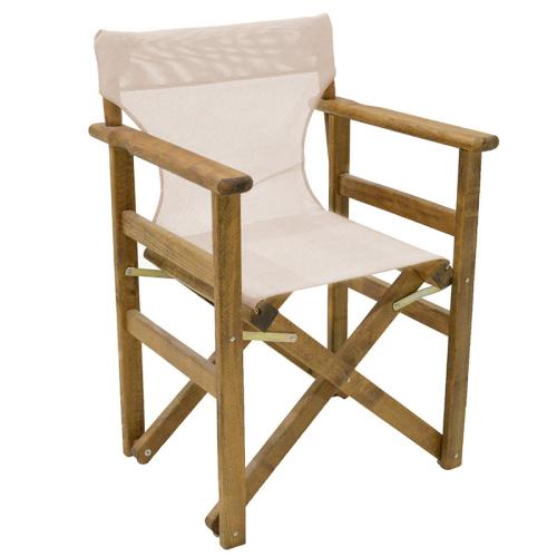 Καρέκλα-πολυθρόνα σκηνοθέτη Retto pakoworld μασίφ ξύλο οξιάς καρυδί-πανί μπεζ-λευκό (Σετ 2 Τεμάχια) - PAKO WORLD - 237-000036