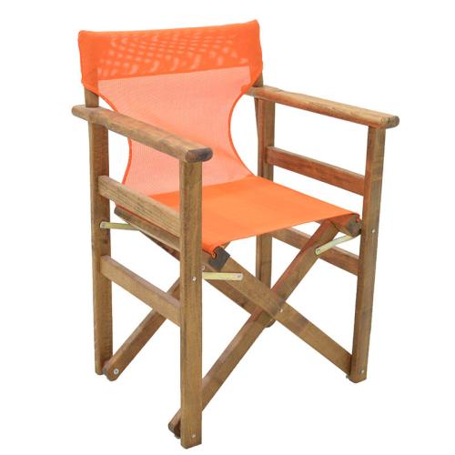 Καρέκλα-πολυθρόνα σκηνοθέτη Retto pakoworld μασίφ ξύλο οξιάς καρυδί-πανί πορτοκαλί (Σετ 2 Τεμάχια) - PAKO WORLD - 237-000026