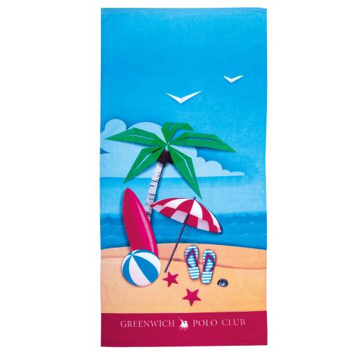 Πετσέτα Θαλάσσης Βαμβακερή 70x140εκ. Beach Towel 3719 Greenwich Polo Club Junior (Ύφασμα: Βαμβάκι 100%, Χρώμα: Μπλε) - Greenwich Polo Club - 267701403719