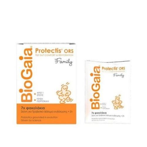 BIOGAIA ProTectis Family - Πόσιμο Προβιοτικό Διάλυμα Με Ψευδάργυρο - Γεύση Πορτοκάλι 5.5g x 7 φακελίσκοι
