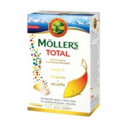 MOLLER'S Total Ολοκληρωμένο Συμπλήρωμα Διατροφής με Ω3 28caps & Βιταμίνες - Μέταλλα 28tabs