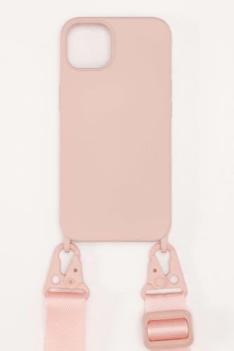 Silicone Case With Strap (IPhone13) - Ροζ