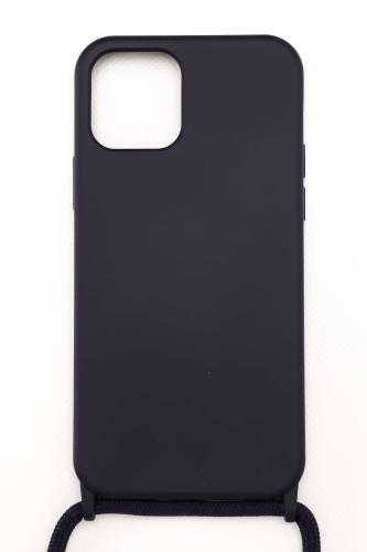 Silicone Case με Κορδόνι (IPhone 12/12Pro) - Μπλε Σκούρο