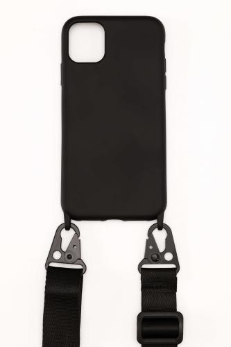 Silicone Case With Strap (IPhone 11Pro Max) - Μαύρο