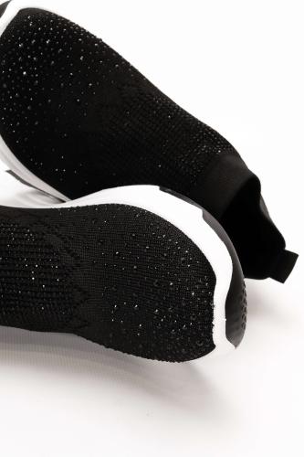 Sneakers Κάλτσα με Strass - Μαύρο