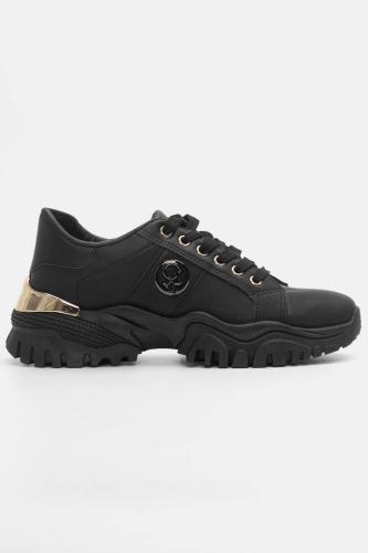 Sneakers με Χρυσή Λεπτομέρεια - Μαύρο