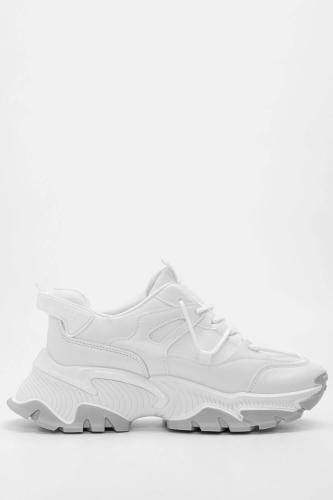 Sneakers με Δίχτυ & Τρακτερωτή Σόλα - Λευκό