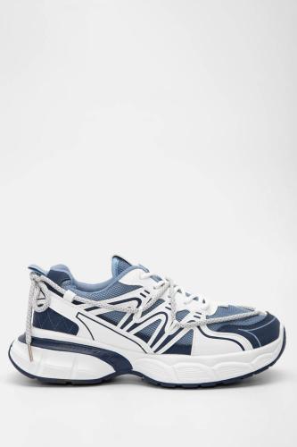 Sneakers σε Συνδυασμό Χρωμάτων με Δίχτυ & Διακοσμητικό Κορδόνι - Μπλε