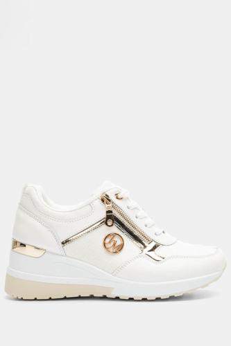 Sneakers με Πλατφόρμα & Διακοσμητικό Φερμουάρ - Λευκό