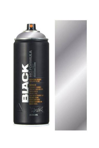 MONTANA CANS SPRAY CANS BLACK 400ML SILVER CHROME - SILVER-MONT-BLK-CANS-SILVCHR-SILVER