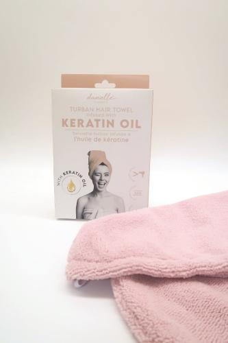 Pink Turban Hair Towel Infused with Keratin Oil