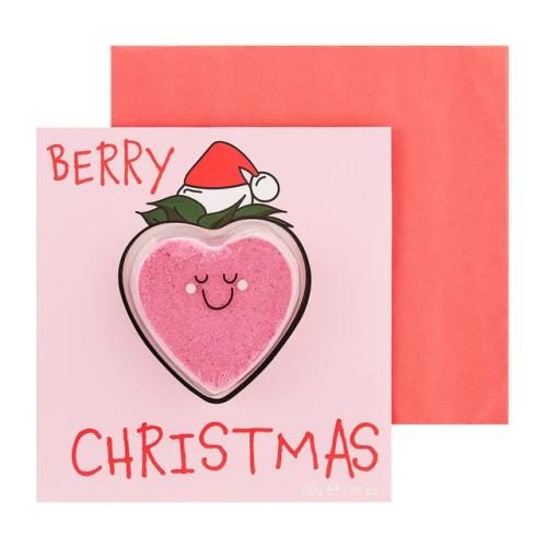 Strawberry Bath Bomb Berry Christmas Card 50g