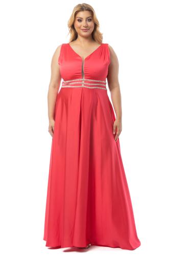 Maxi φόρεμα με διαφάνεια στο μπούστο σε φουξ χρώμα