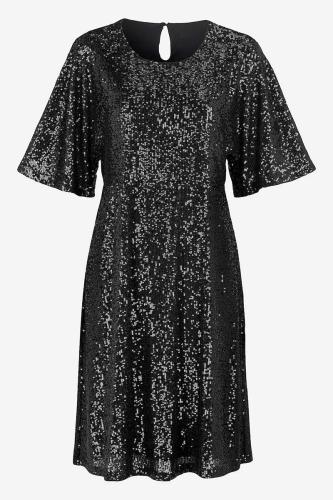 Midi φόρεμα με παγιέτα σε μαύρο χρώμα