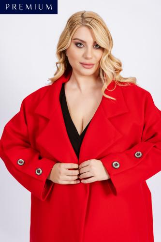 Παλτό με κουμπιά στα μανίκια σε κόκκινο χρώμα
