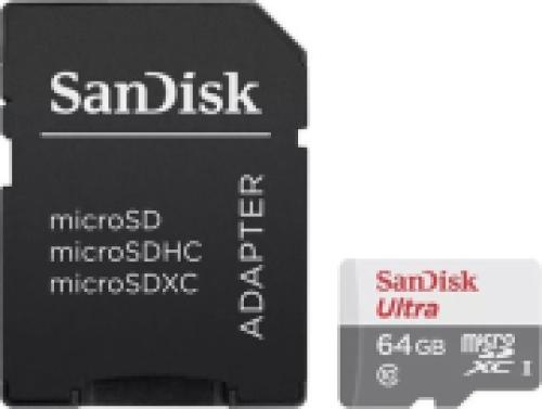 SANDISK SDSQUNR-064G-GN3MA 64GB ULTRA U1 MICRO SDXC UHS-I CLASS 10 + SD ADAPTER