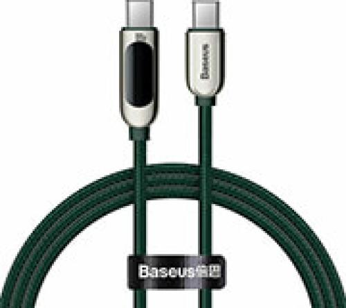 BASEUS DISPLAY FAST CHARGING DATA CABLE TYPE-C TO TYPE-C 100W 2M GREEN