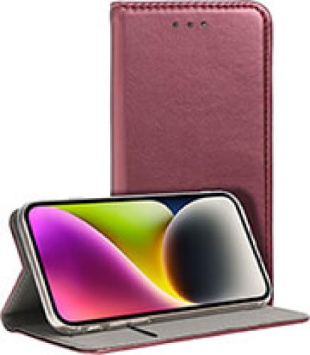 SMART MAGNETO BOOK CASE FOR IPHONE 15 BURGUNDY
