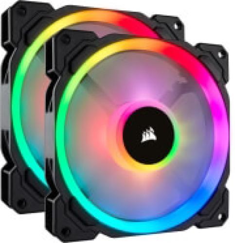 CORSAIR LL140 RGB 140MM DUAL LIGHT LOOP RGB LED PWM FAN DUAL PACK WITH LIGHTING NODE PRO