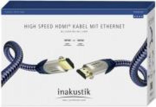 IN-AKUSTIK PREMIUM HDMI CABLE WITH ETHERNET GOLD-PLATED 8M BLUE/SILVER