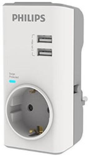 PHILIPS CHP4010W/GRS ΜΟΝΟΠΡΙΖΟ ΑΣΦΑΛΕΙΑΣ ΜΕ 2USB, 3680W, 380J