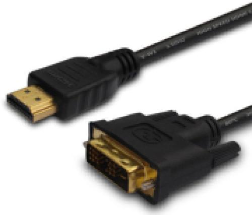 SAVIO CL-139 CABLE HDMI 19PIN MALE - DVI 18 + 1 MALE 1.8 M, BLACK, GOLD TERMINALS