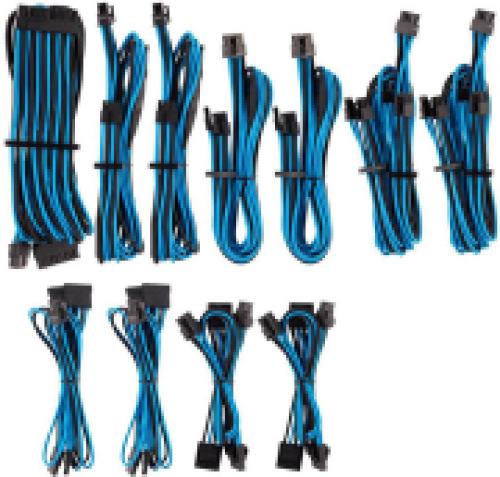 CORSAIR DIY CABLE PREMIUM INDIVIDUALLY SLEEVED DC CABLE PRO KIT TYPE4 (GEN4) BLUE/BLACK