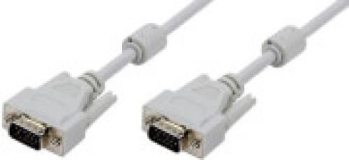 LOGILINK CV0034 VGA CABLE 2X 15-PIN MALE SHIELDED WITH 2X FERRIT CORE 1.80M GREY
