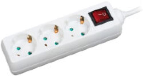 LOGILINK LPS206 3-SOCKET OUTLET STRIP WITH SWITCH/CHILD PROTECTION 1.4M WHITE