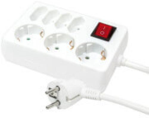 LOGILINK LPS210 7-WAY OUTLET STRIP 3X SCHUKO & 4X EURO WITH SWITCH/CHILD PROTECTION 5M WHITE